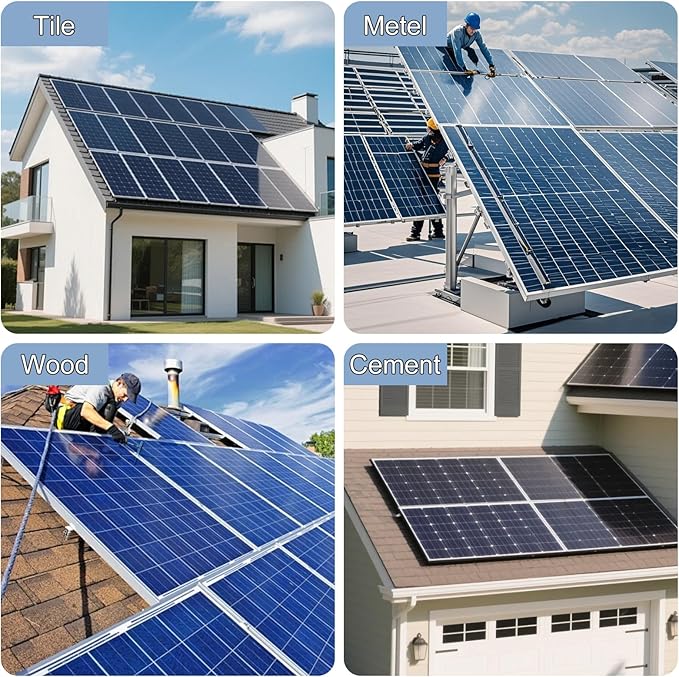 8PCS L-Foot Solar Mounts with Screws and Accessories Heavy-Duty Aluminum Alloy Photovoltaic Panel Mounting Bracket Photovoltaic Mount Waterproof Solar Panel Bracket for Roof PV System