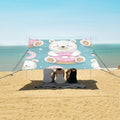 ALAZA Cute Carttoon Bear and Donut Seamless Beach Tent Sun Shelter Portable Canopy Sunshade for Outdoor Camping Picnics Backyard Fun 10x9 ft