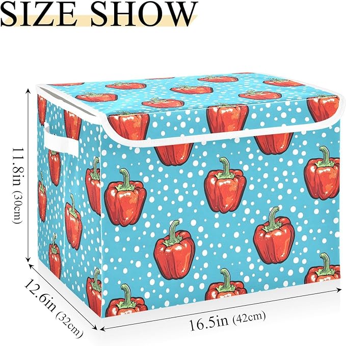 Storage Cube with Lid Peppers Cartoon Print 16.5×12.6×11.8 IN 1 Pack Collapsible Large Capacity Foldable Storage Basket Bin Organizer