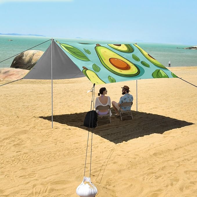 ALAZA Avocado on Blue Beach Tent Sun Shelter Portable Canopy Sunshade for Outdoor Camping Picnics Backyard Fun 10x9 ft