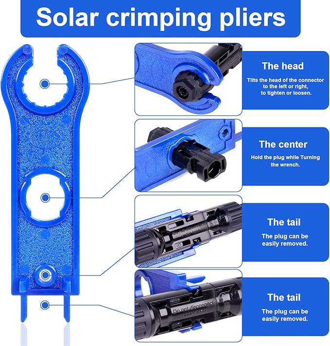 20 Pairs Solar Panel Connectors Kit with Crimper Tool - Professional Connectors Set Includes Crimping Pliers 2 Wrenches &amp 40 PCS Male/Female Wiring Kits for Solar Systems Installation