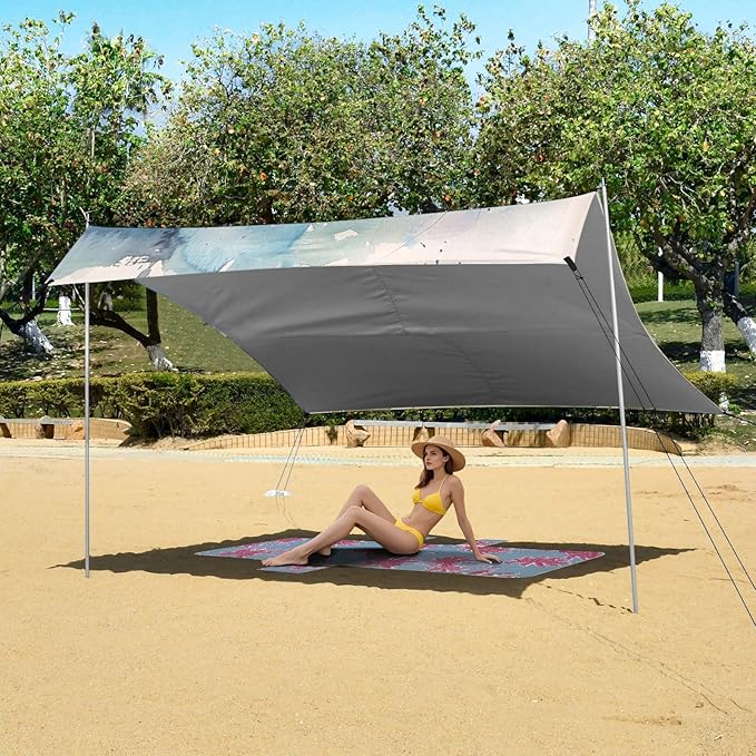 ALAZA A Blue Butterfly Watercolor Beach Tent Sun Shelter Portable Canopy Sunshade for Outdoor Camping Picnics Backyard Fun 10x9 ft