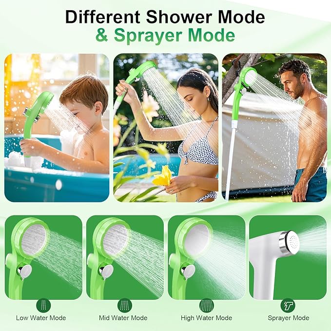 AUTOPkio Portable Camping Shower - Outdoor Camp Shower with Showerhead Sprayer &amp Rechargeable Battery Pump for Camping Travel Hiking Car Washing Pet Bath