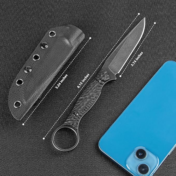 Camping Knife Fixed Blade Knife with Kydex Sheath 8Cr13Mov Steel Suitable for Hiking Camping Homework Gift for Men