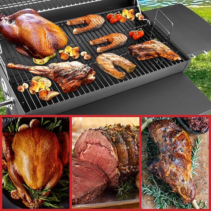 Kendane Barrel Charcoal Grill Large Charcoal Grills with Front and Side Shelf 627 Square Inches Cooking Grid Outdoor BBQ Grill Perfect for Backyard Camping Patio Parties and Picnics