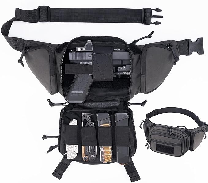 CCW Tactical Fanny Pack for Concealed Carry 500D Nylon Low Profile EDC Waist Bag with Pistol Holster &amp YKK Zippers Everyday Carry Hip Pack