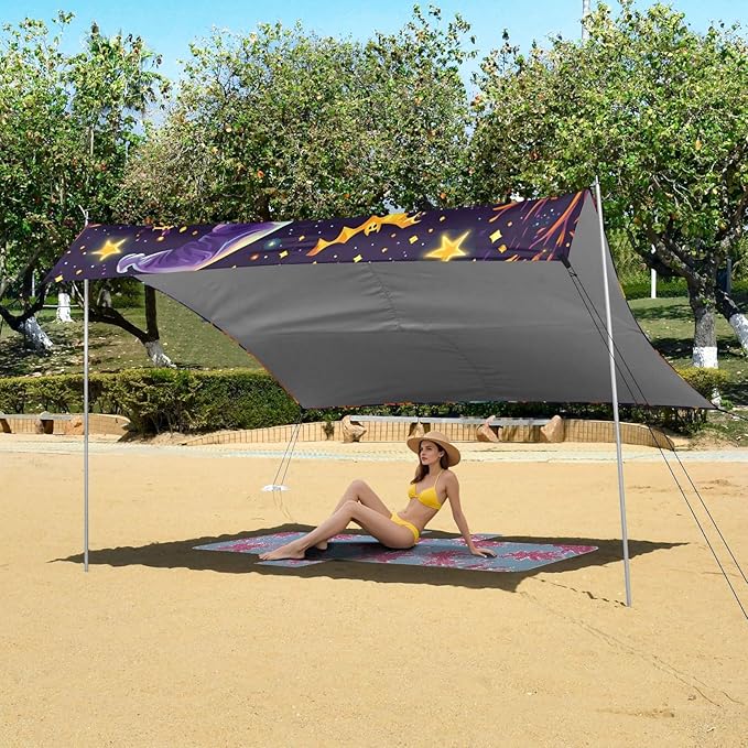 ALAZA Pumpkin Magic Hat Beach Tent Sun Shelter Portable Canopy Sunshade for Outdoor Camping Picnics Backyard Fun 10x9 ft
