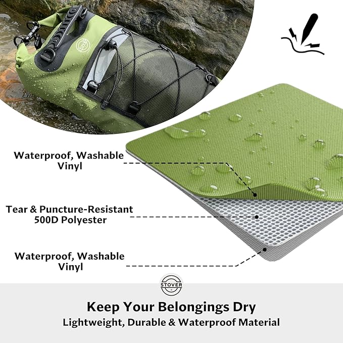 STOVER 5/10/25/30/40/55L Waterproof Dry Bag- Roll-Top Backpack w/Phone Case- Kayaking Hiking Camping Boating- Men/Women