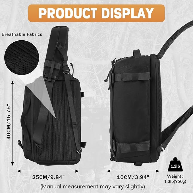 VOTAGOO 13L Tactical Sling Bag - CCW Concealed Carry Military Backpack EDC Lightweight Crossbody Shoulder Pack for Men &amp Women