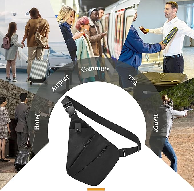 CCW Sling Bag for Concealed Carry Tactical Crossbody Sling Bag with Quick Access Compartment Low Profile Shoulder Chest Bag for Men &amp Women