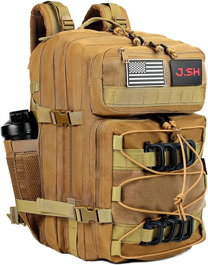 J.SH Large Military Tactical Backpack for Men EDC MOLLE Backpack 900D Oxford Nylon 3-Day Assault Rucking Pack Heavy-Duty Tactical Gear for Outdoor HikingGym Rugged Survival&ampBug Out Bag-45L K