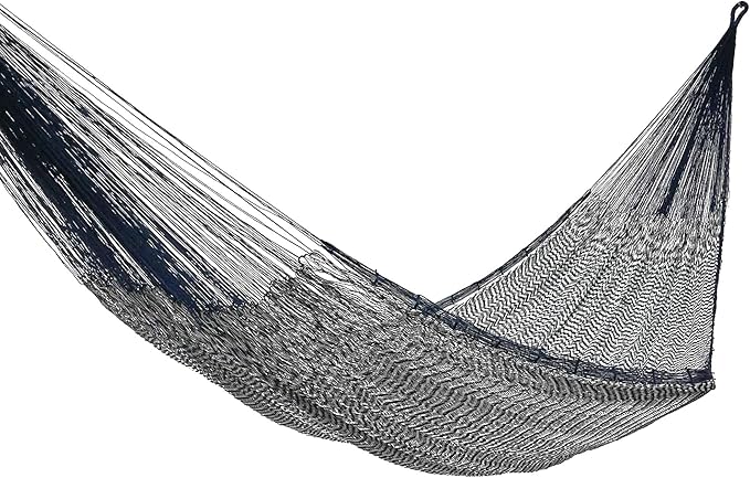 NOVICA Navy Blue Hand Woven Nylon Mayan 1 Person Rope Hammock 'Ocean Waves' (Single)