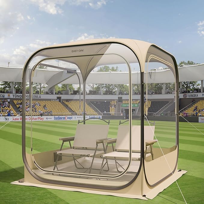 EAST OAK TPU Pop Up Sports Tent for 1-2 Person Instant Weather Shelter with Clear 540° View Portable Bubble Tent for Sports Events Fishing and Outdoor Use Waterproof Cover and Floor Mat Included