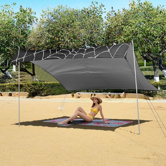 ALAZA Web Black Background Beach Tent Sun Shelter Portable Canopy Sunshade for Outdoor Camping Picnics Backyard Fun 10x9 ft