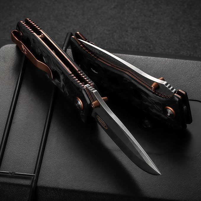 Pocket Knife for Men Hunting &amp Knives &amp Tools HRC60 Carbon Fiber Handle Folding Knife Lightweight Outdoor Knife for Backpacking Gifts for Hunters Men who have Everything Gifts for Guys