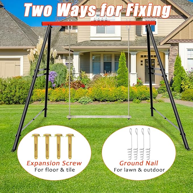 A-Frame Swing Stand - 550lbs Weight Capacity for Yoga Hammock Saucer Baby Porch Swing (NOT Included) - Red