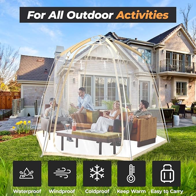 All Weather Proof Pod Pop Up Bubble Tent for 3-8 People Large Oversize Dome House Cold Protection Camping Tent Winter Instant Igloo for Outdoor Activities