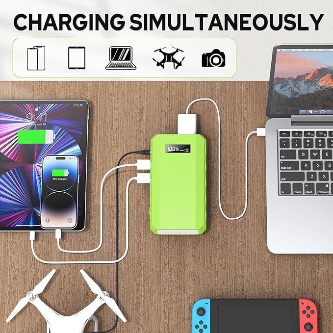 powkey Portable Power Station with AC Outlet 65W/110V External Battery Pack 24000mAh/88.8Wh Power Pack Portable Power Source Supply Backup for Outdoor Tent Camping Home Office