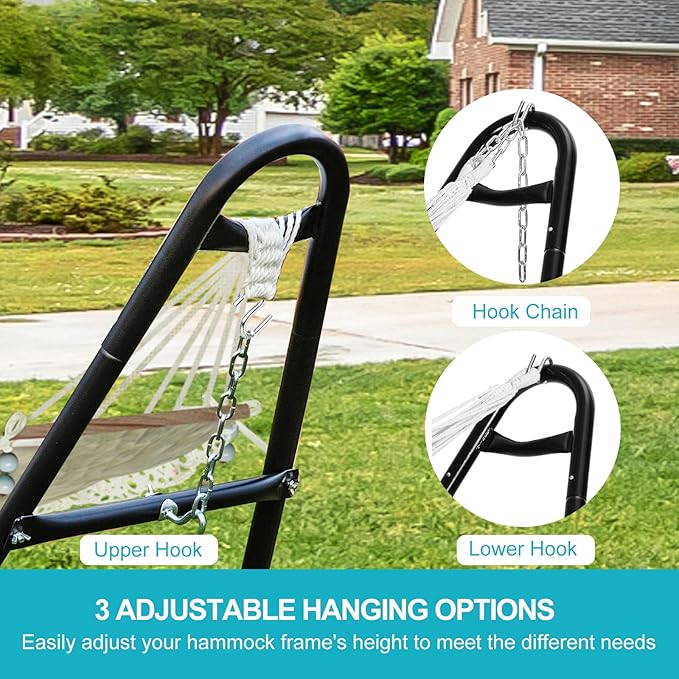 Heavy-Duty Hammock Stand for 2 People Steel 130 * 40 * 51in Portable Design for 9.5 to 14 ft Hammocks Ideal for Outdoor Balconies Porches Patios Decks and Backyards.