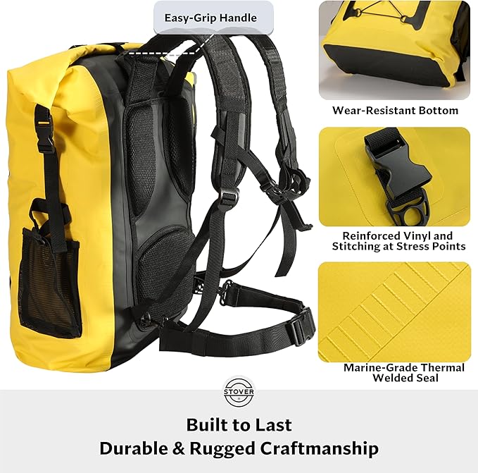 STOVER 5/10/25/30/40/55L Waterproof Dry Bag- Roll-Top Backpack w/Phone Case- Kayaking Hiking Camping Boating- Men/Women