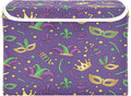 Collapsible Storage Bins with Lids Mardi Gras Carnival (2) Foldable Fabric Organizer Baskets for Closet Home &amp Seasonal Decor 16.5x12.6x11.8 Inches