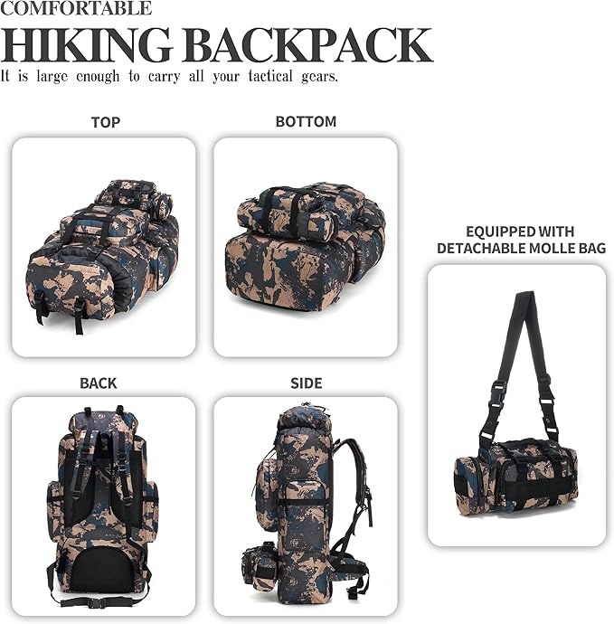 100L Camping Hiking BackpackMolle military Tactical rucksack backpackWaterproof Lightweight Hiking Backpack