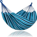 SUNCREAT Hammocks Outdoor Camping Double Hammock Extra Large 2 Person Hammock for Camping Blue Stripes