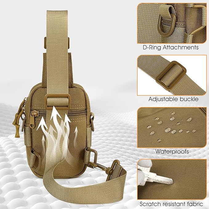 Outdoor Sports Water Bottle and Phone Crossbody Bag Military-Inspired Strap Design Compact Waist Pack for Hiking Camping and Daily Use