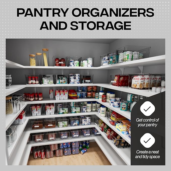 ClearSpace Clear Plastic Storage Bins – Pantry Organizers &amp Storage Containers Cabinet Organizer - Home Organization Must Haves for Kitchen Laundry Room Office Closet Garage &amp Freezer