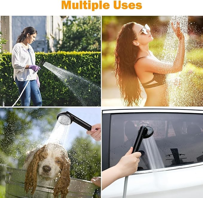 Portable Shower Camping Shower Outdoor Camp Shower Pump with 5 Gallons Collapsible Bucket Rechargeable Shower Battery Powered Handheld Shower Head kit for Camping Beach Washing Pet Cleaning