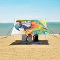 ALAZA Parrot Portrait Watercolor Beach Tent Sun Shelter UPF50+ Protection Beach Shade Canopy w/ 4 Sandbags for Outdoor Camping Fishing Backyard Fun Picnic 10x9 ft