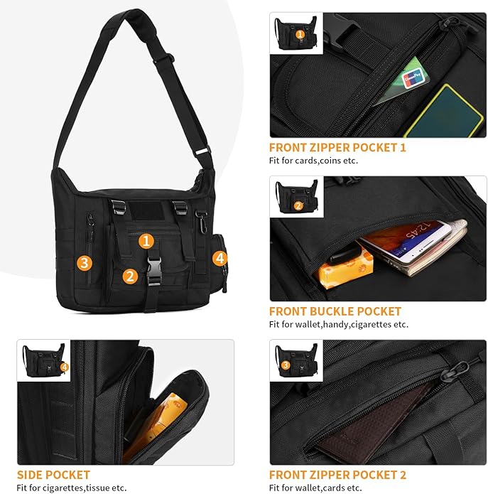 HUNTVP Messenger Bag Tactical Messenger Bag Men Canvas Shoulder Crossbody Military Laptop Bag for Work Outdoor Camping Hiking