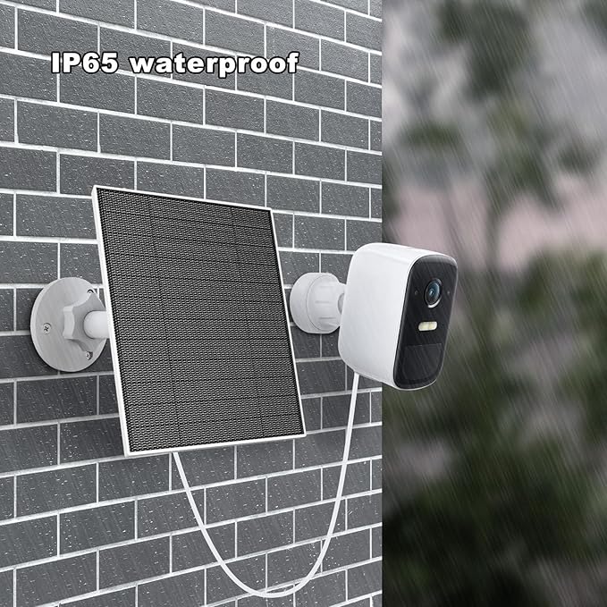 Solar Panel for Eufy Camera 5W Solar Panel Compatible with Eufycam 3/3C/2/2 Pro/2C/2C Pro/E/E20/E40/L20/L40 Solar Charger for Eufy Camera with USB-C Port Micro USB Adapter IP65 Waterproof 2 Pack