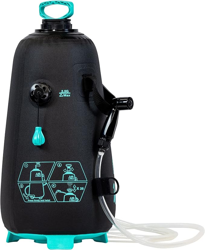 JBL Spearguns Water Buddha Rinse Kit Portable Shower Collapsible Pressurized with Travel Case Shower Head and 7ft Hose Perfect for Camping Beach Hiking and Boating Holds 2.5 Gallons/10 Liters