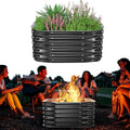Height 16.5 Inch Square Galvanized Steel Fire Pit for Outside Heavy Duty Steel Fire Pit In-Ground for Backyard Camping Bonfire Flower Raised Garden Bed for Garden (2.3x2.3x1.5ft)