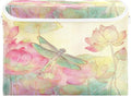 Dragonfly Lotuses Yellow Collapsible Storage Bins with Lids Decorative Fabric Cubes Closet Organizer Basket Boxes Containers for Clothes Box Chest Folding Rectangle