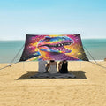 ALAZA Dinosaur with Rainbow Sparkles Star Beach Tent Sun Shelter Portable Canopy Sunshade for Outdoor Camping Picnics Backyard Fun 10x9 ft