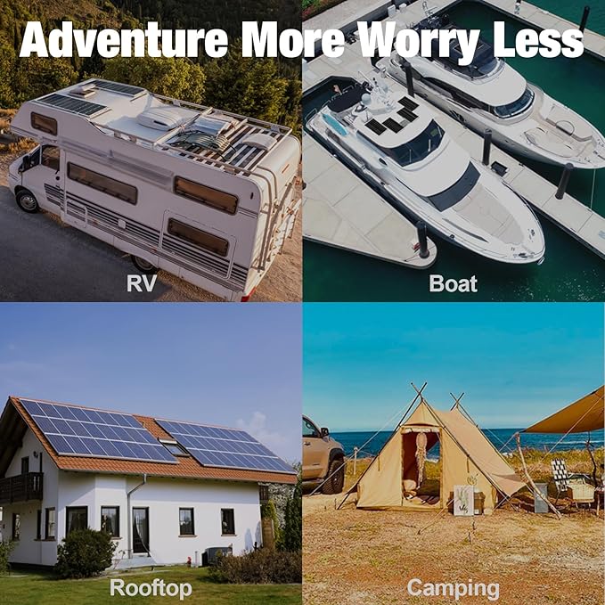 SOLPERK Solar Panel 2PCS Solar Panels 100 Watt 12 Volt 200W Soalr Panel High Efficiency Monocrystalline PV Module Power Charger Solar Panel for Boat Car RV Motorcycle Marine