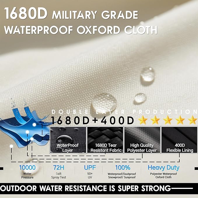 Generator Covers While Running 32x24x24 Inches1680+400D Double Layer Portable Heavy Duty Dustproof/Waterproof Generator Covers for 5000W-10000W Frame Generators Beige