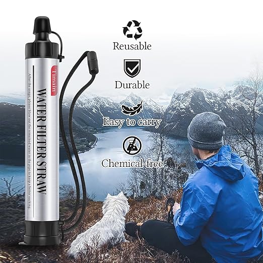 6 Pack Timain 4-Stage FiltrationHigh Flow Rate Water Filter StrawWater Purifier Survival for Emergency KitsTravelCamping HikingFishingHunting (6)