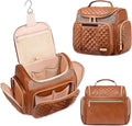 Large Leather Toiletry Bag for Women MenBathroom BagWater Resistant Shower BagMakeup BagPortable Shower Caddy for College DormHanging Travel Toiletry Bag with Transparent Waterproof Phone Pocket