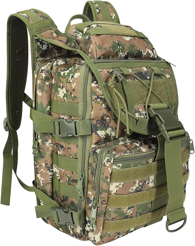 ShowyLive 40L Military Backpack Trekking Hiking Molle Army Survival Equipment Backpacks 3 Day Bug Out Bag Waterproof Rucksack for Camping Fishing Travelling Climbing Outdoor Sports Digital Camo