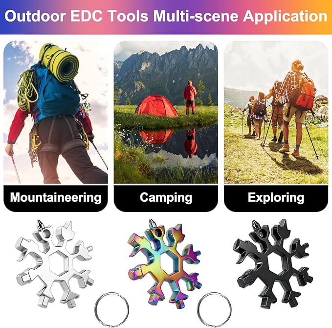 18-in-1 Snowflake Multitool 9 Packs Stainless Steel Snowflake Wrench/Bottle Opener/Screwdriver Kit Stainless Steel Portable Star Tool for Christmas Great Gifts