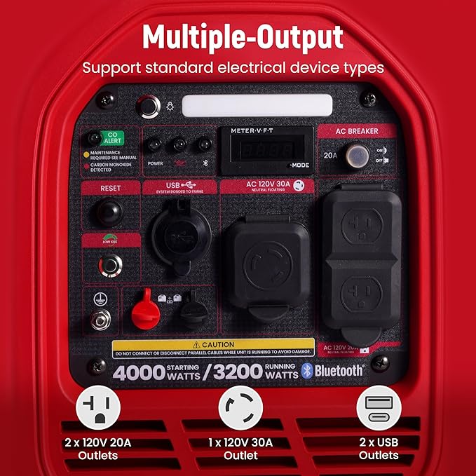 maXpeedingrods 4000 Watt Portable Inverter Generator Gas Powered with CARB Compliant App Remote Data Monitor Compact and Lightweight for Outdoor Camping Family Power Failure in Extreme Weather