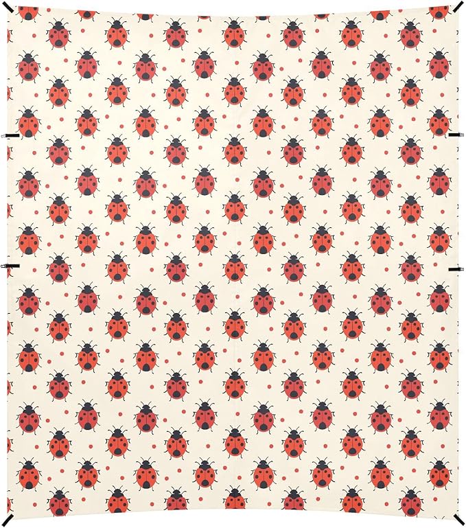ALAZA Lady Bug Polka Dots Beach Tent Sun Shelter UPF50+ Protection Beach Shade Canopy w/ 4 Sandbags for Outdoor Camping Fishing Backyard Fun Picnic 10x9 ft