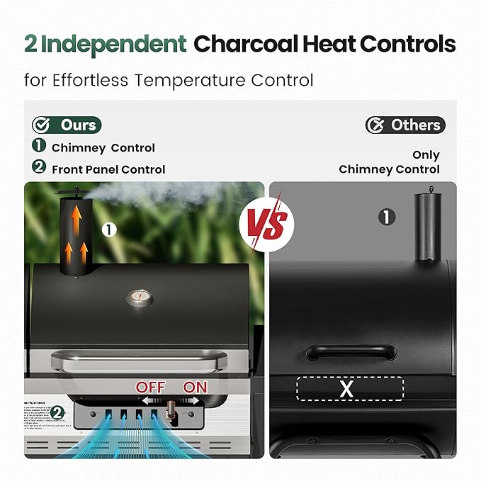 3-Burner Gas and Charcoal Grill Combo with Offset Smoker 30000 BTU Dual Fuel Grill 839 Sq. In. Cooking Area BBQ Grill Ideal for Outdoor Cooking Patio Backyard Balcony