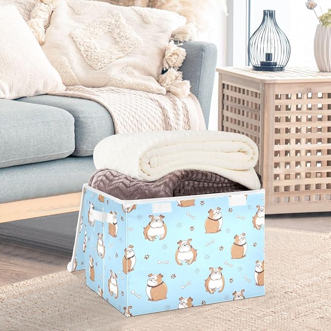 susiyo Large Foldable Storage Bin with Flip-Top Lid Cute Cartoon Dogs Storage Box Collapsible Closet Organizer Containers Boxes Decorative Baskets with Handles for Home Bedroom Living Room Office