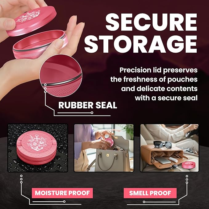 Premium Aluminum Organizer with Dual Compartment Design | Moisture Proof with Secure Seal Compact and Pocket-Friendly modern design | Pouch Container for storage with Pouch Tin