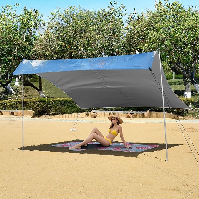 ALAZA Oil Painting Funny Pig on The Beach Beach Tent Sun Shelter Portable Canopy Sunshade for Outdoor Camping Picnics Backyard Fun 10x9 ft