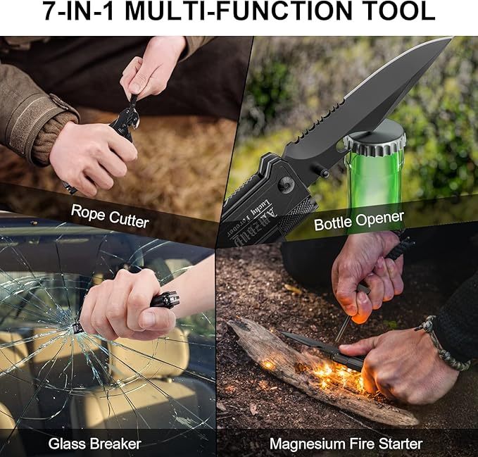 Stocking Stuffers for Men Dad Gifts: 2Pack Christmas for Adults Women Present Idea 7-In-1 Multi Tool Camping Fishing Multitool Birthday Gadgets for Him Boyfriend Husband Who Have Everything